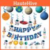Outer Themed Space Spaceman Rocket Birthday Party Decor Set Banner Topper Cake