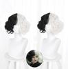 Cruella De Vil Kuila Half Black Half A Hundred Small Short Curly Cos Synthetic Wig Caps for Making Wigs Danganronpa