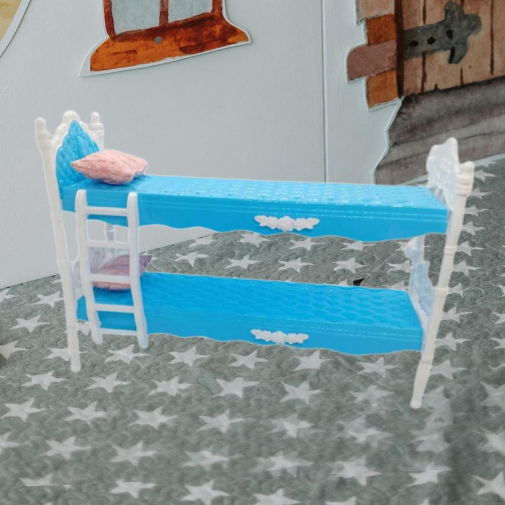 Dollhouse Bunk Bed Doll Set Miniature Pretend Play Toy for Kids
