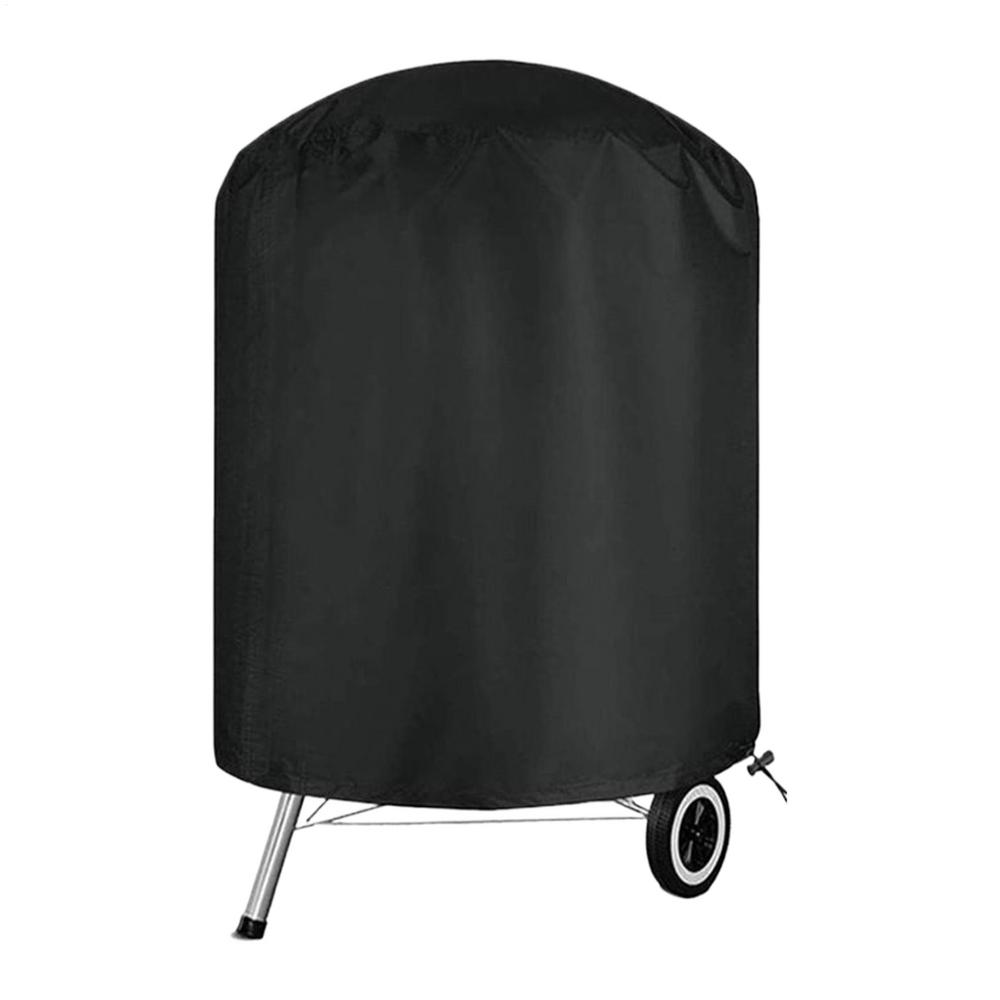 Barbeque Grill Cover Waterproof BBQ Grill Dust Cover Round Oven Protector Heavy Duty Black Fabric For Outside Patio Beach