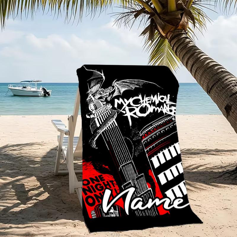 Customizable personalized beach towels My Chemical Romance themed designs.Suitable for the beach, yoga, sports;ideal as beach accessories