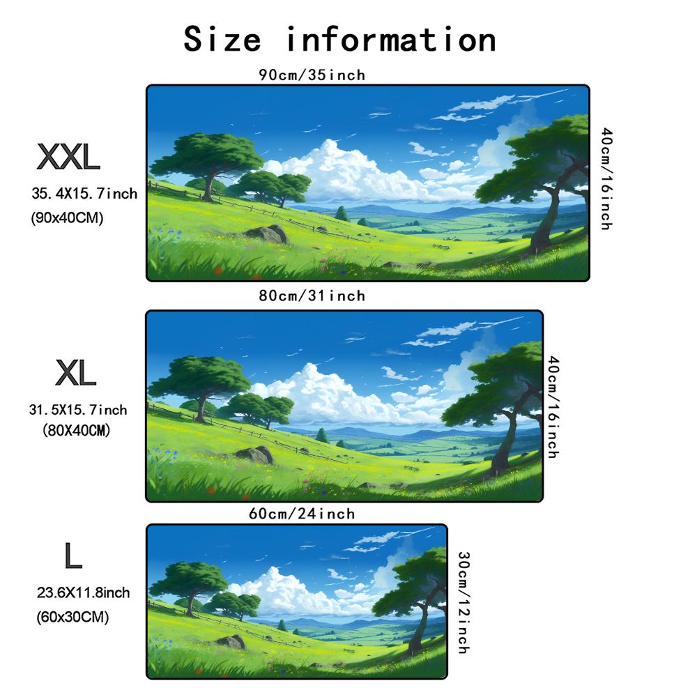 Cartoon Landscape Large Mouse Pad Non-Slip Rubber XXL Desk Mat Locking Edge HD Printing for Gamer Office Accessories 900X400mm