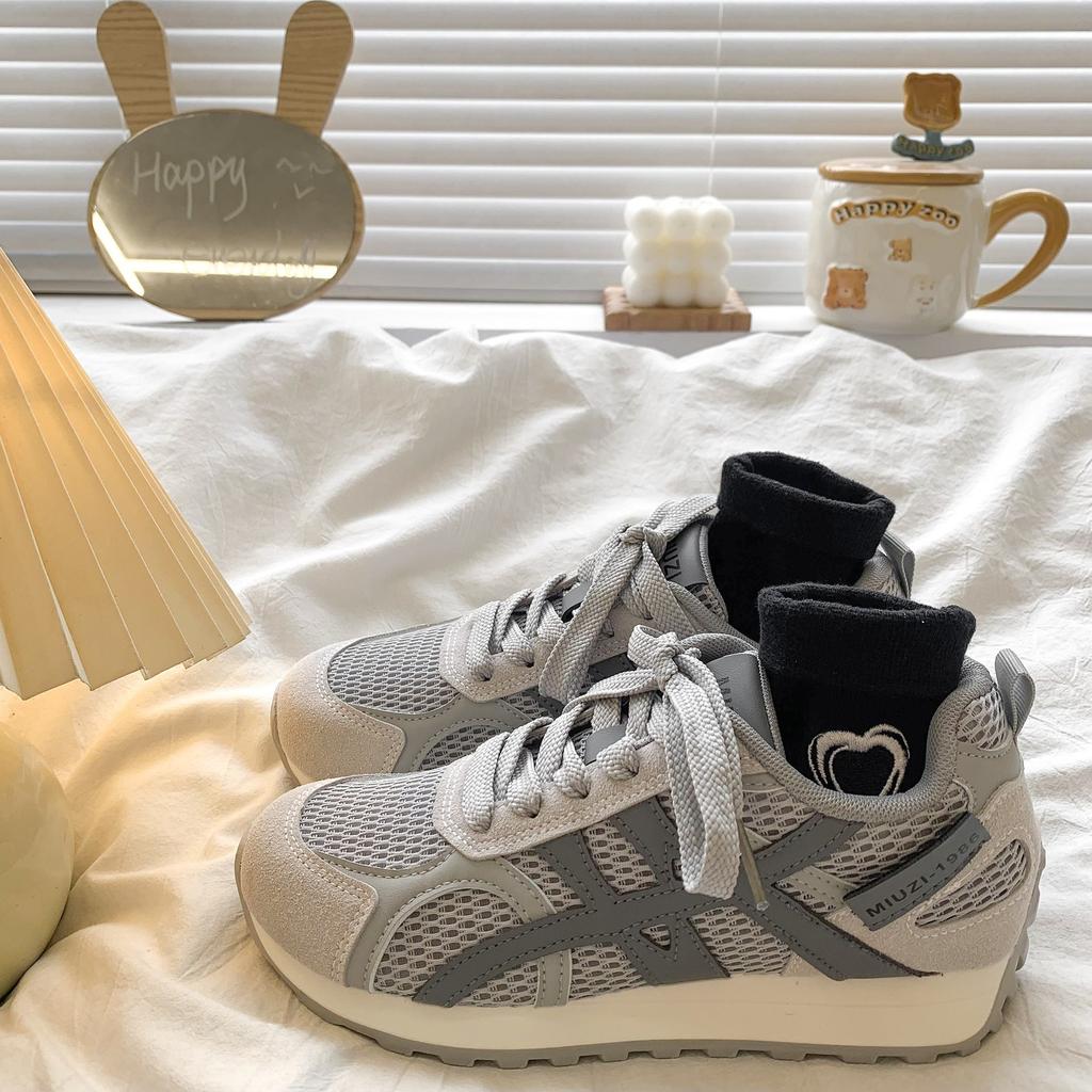 [Uncle Shoe] New children's autumn Forrest Gump shoes mesh thick sole inner height increase stripe sports color matching German training shoes 20