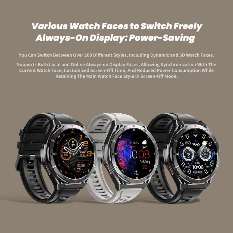 2025 New Dual-Band Satellite GPS Smart Watch Men 1.43'' AMOLED Screen Compass Heart Rate BT Call IP69 Waterproof Swimming Watch