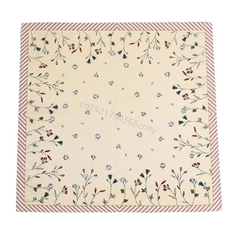 1PC Cotton Women Handkerchief Hanky Kerchiefs Square Printing Flowers Hankies 6XDE