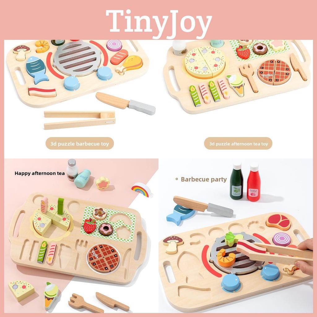Toy Wooden Kitchen Set With Snack And Bbq Play Food For Children Learning Fun