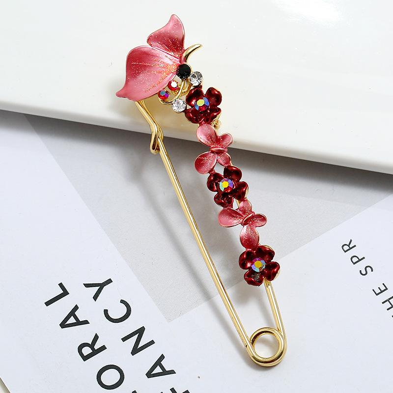 Oil silk scarf buckle brooch women's fixed clothes cardigan pin tulip flower temperament versatile accessories