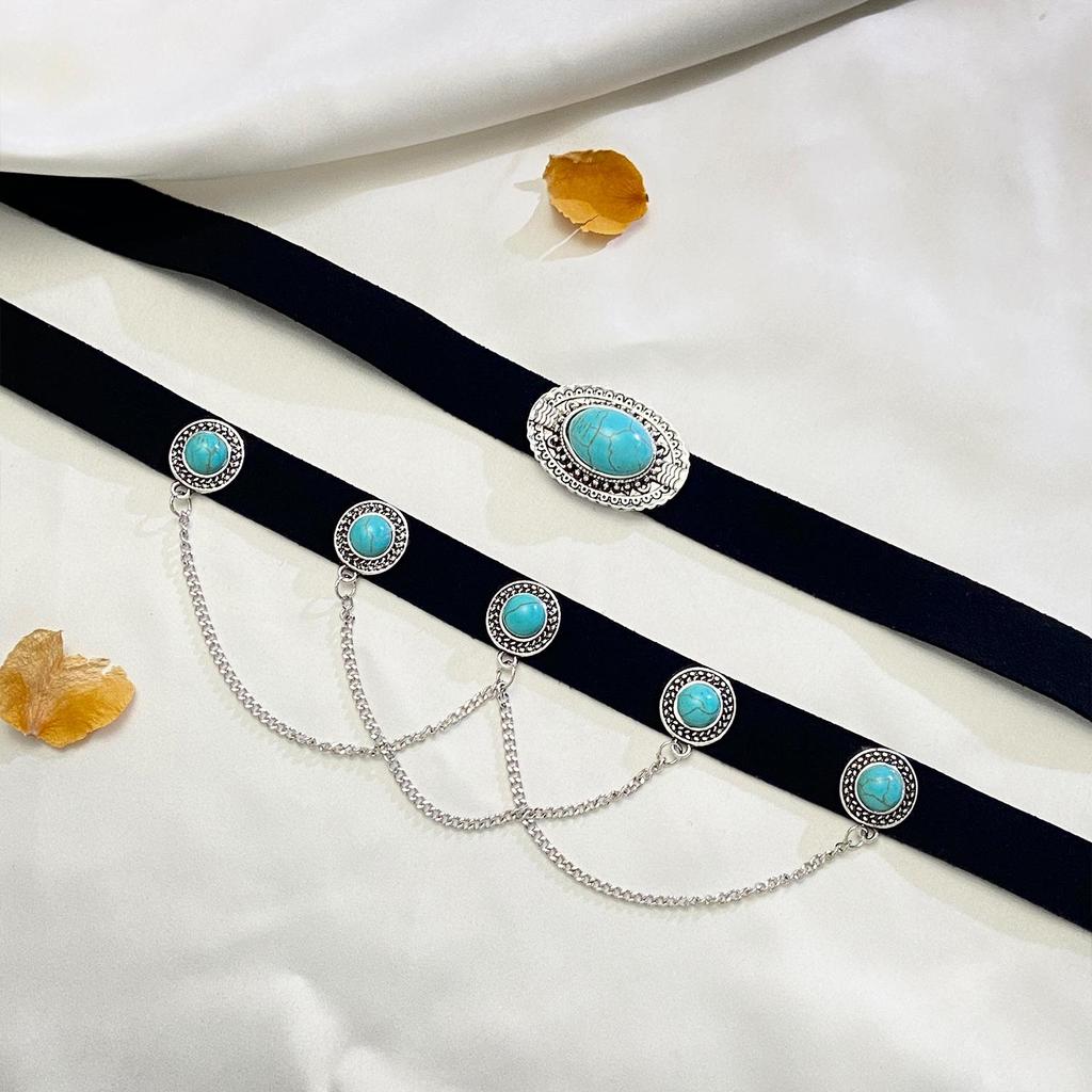 Creative Velvet Snake-Shaped Flower Collar Necklace - Black