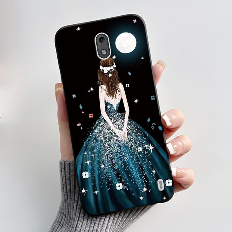 Printing Pattern Case For Nokia 2 / Nokia 2.2 / Nokia 2.1 Fundas Soft Silicone Black Shell Cover Cute Flower Cartoon Casing Capa