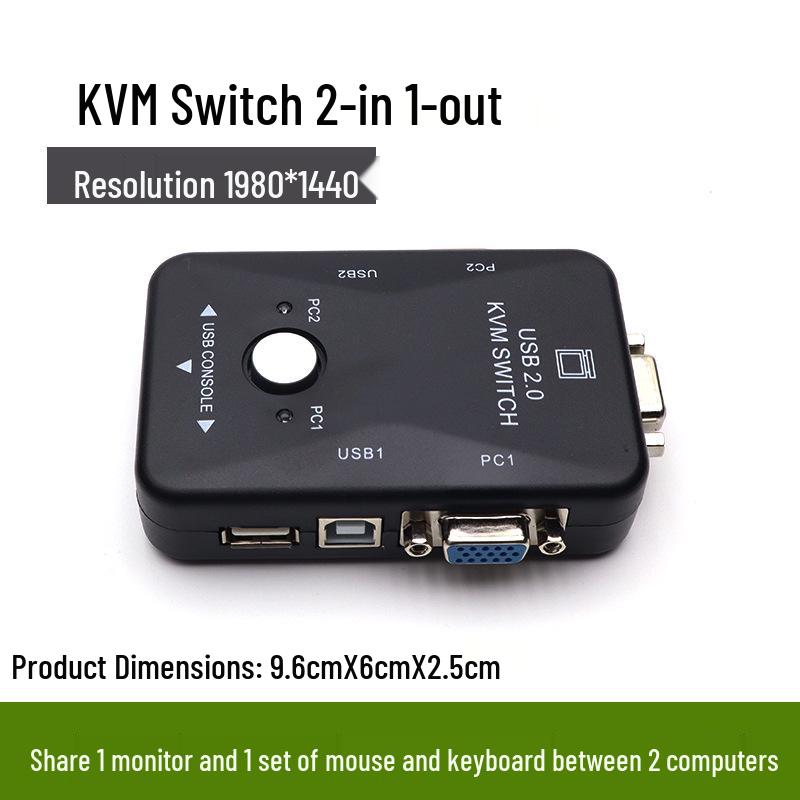 2-ports USB VGA KVM-switch: 2-i-1-ud Multi-Port Switcher til Computere