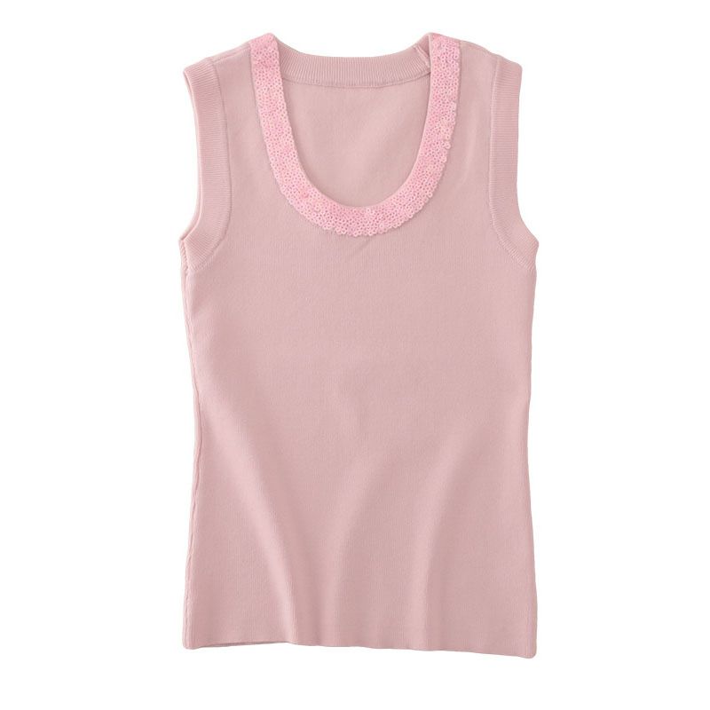 Thailand Fashion Brand Gao Ding Sequin U-Collar Slim-Fitting Suspenders Vest Export Summer Sleeveless Small Top