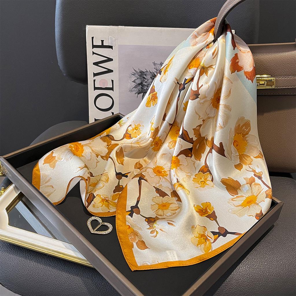 100% Pure Silk Scarf for Women Hairband Foulard High Quality Square Female Fashion Neckerchief Shawl Wraps Hijab Bandana Scarves