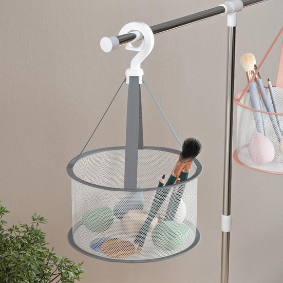 Mesh Drying Basket Hanging Breathable Organizer With 360-Degree Rotating Hook Foldable Drying