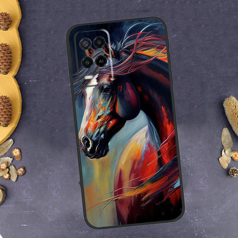 Horse Waterclour Phone Case For Oppo A96 A16 A76 A78 A58 A18 A38 A98 A17 A77 A80 A40 A60 A74 A94 A54 A15 A57S