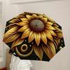 1pc Golden Sunflower Mandala Umbrella with Plastic Handle,Suitable for All Seasons Home Travel Outdoor UmbrellaDD1106
