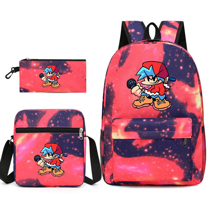 Classic Popular Friday Night Funkin Printed 3pcs/Set Pupil School Bags Laptop Daypack Backpack Inclined Shoulder Bag Pencil Case