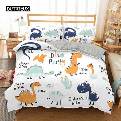 Cartoon Dinosaur Bettbezug Bettwäsche-Set Cartoon Tiere Bettbezug Mikrofaser Steppdeckenbezug für Kinder Jungen Mädchen Teenager Zimmerdeko
