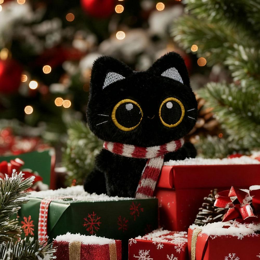 Cute Black Cat Plush Toy Doll Keychain Bag Pendant Charms Kitten Car Keyring Accessories For Women Couples Kawaii Gift