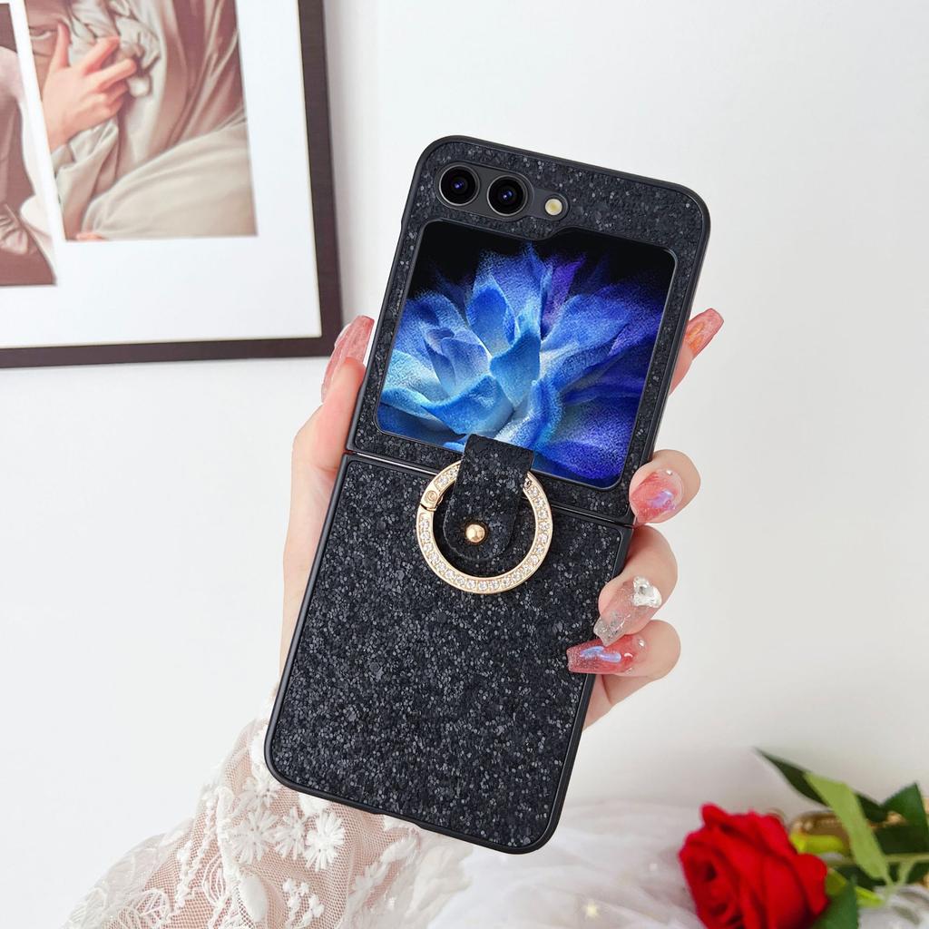 Case for Samsung Z Flip 7 6 5 4 3 Colorful Rhinestone Ring Buckle Folding Screen Drop Protection Case Anti-Fingerprint Plain