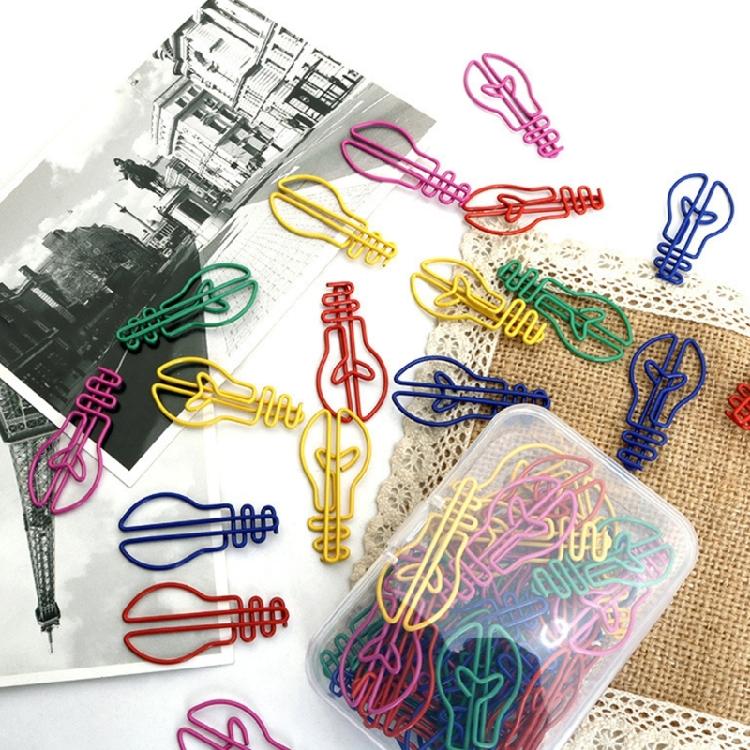 30Pcs Light Bulb Shape Paper Clip 42mm Small Metal Paperclip Metal Bookmarks Clip For School Office Business Card Holder