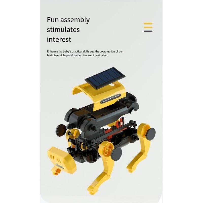 1PC Can Go In the Sun Steam Solar Electric Robot Dog Children Assembly Toy Boy Educational Robot