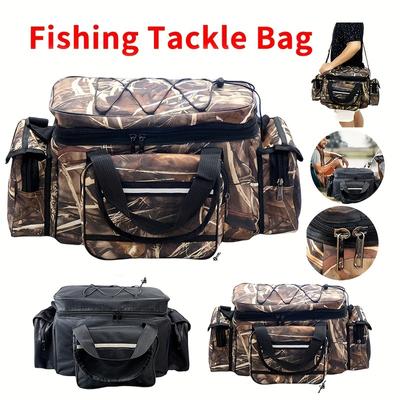 1pc Outdoor Large Capacity Waterproof Fishing Tackle Storage Bag, Multi-purpose Double Layer Fishing Bag