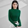 Women's Striped Cashmere Knit Sweater: 2025 Autumn/Winter, Soft & Fluffy, Elegant Slim-Fit Half-High Neck Base Layer.