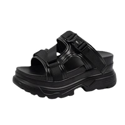 Fashion Summer Women Platformm Slippers Peep-toe Wedge Sport Sandals Slipper Woman High Heels Black White Casual Beach Slides