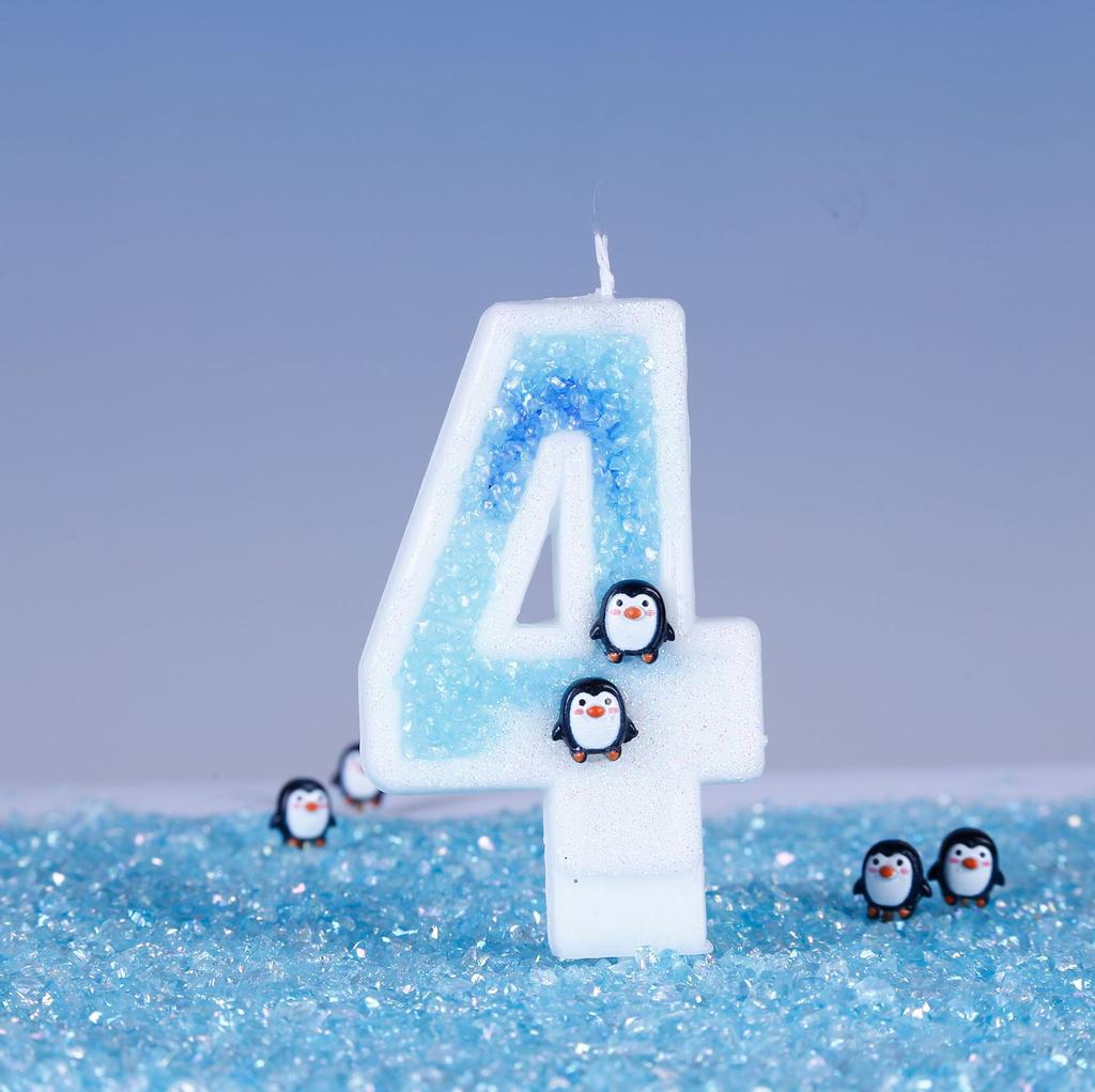 1PC Cute Penguin Birthday Number Candle 0-9 Number Candle for Birth Day Wedding Anniversary Antarctic Glacier Themed Party