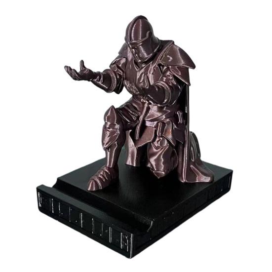 Kneeling Knight Pen Holder, 3D Printed Armor Warrior Desk Organizer, Executive Pen Rest for Office, Medieval Decor Gift