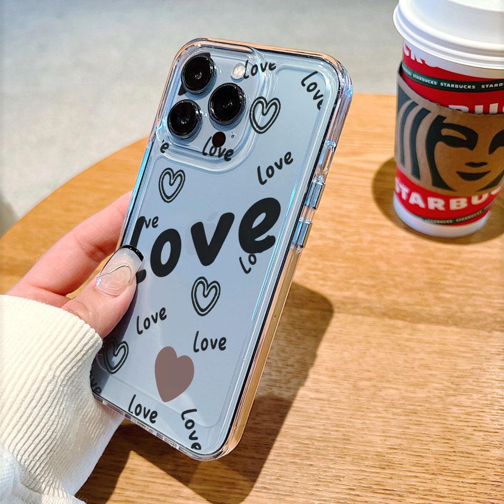 Black Love Heart Text Pattern Phone Case for Xiaomi Redmi Note 15 14 13 12 11 10 9 8 7 Pro Plus Soft Shockproof Protective Cover