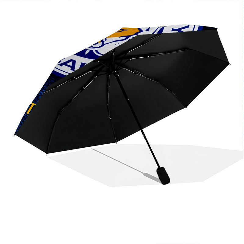 Leicester City Football Club Pattern, Automatic Folding Umbrella, Portable and Foldable Design, 8 Ribs, a Christmas or Birthday Gift.