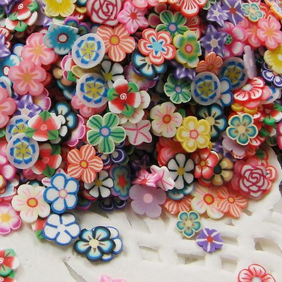 5mm Polymer Clay Slices for Nail Art, DIY Crafts: Fruit, Animal, Flower, Smiley Face, Heart Shapes