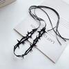 Dark tie Goth style personality fashion suede black thorn roleplay witch masquerade ball Strap choker Choker collar necklace gir