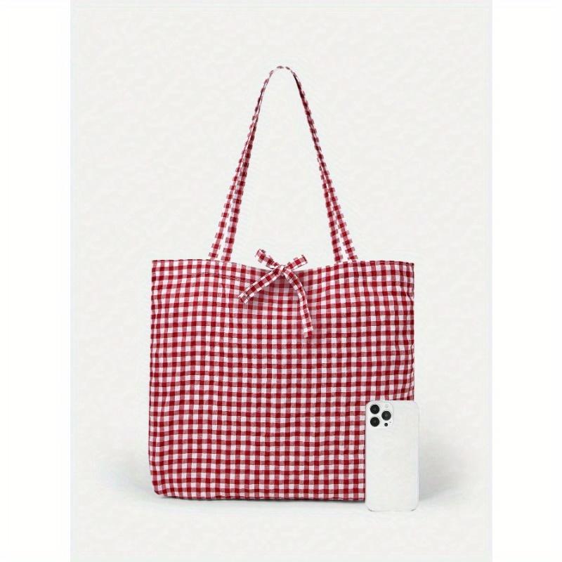 Cute Women's Plaid Tote Bag, Summer Bag, for Picnic