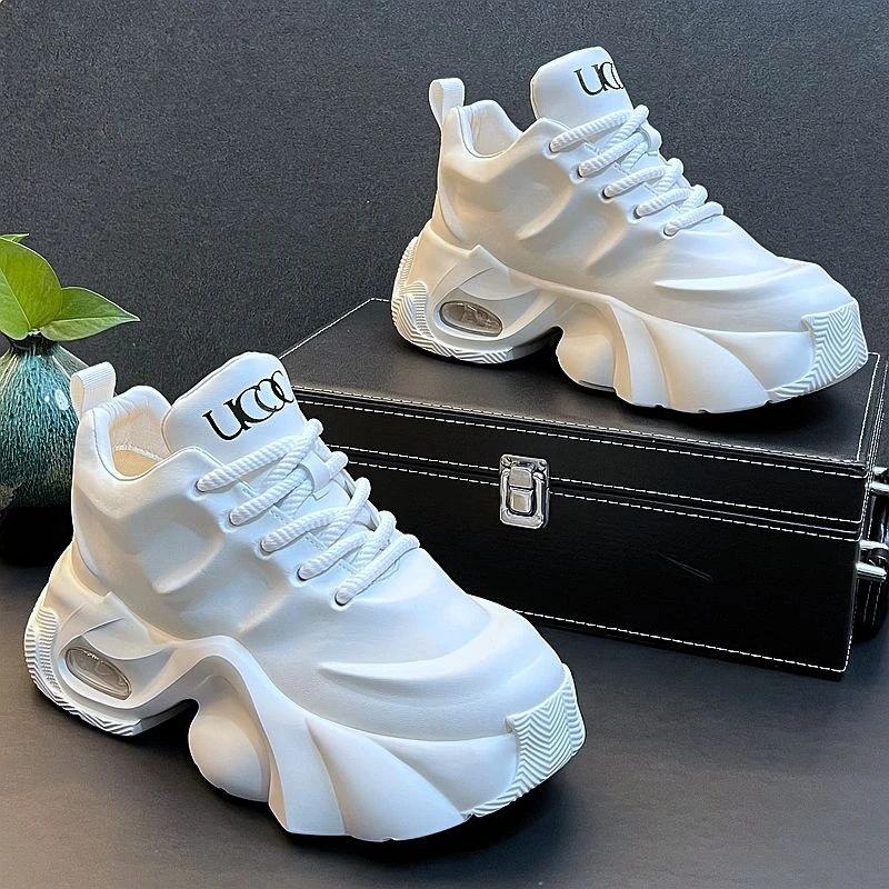 Modne Nowe Męskie Sneakersy Casualowe Gruba Podeszwa Podwyższające Wzrost Outdoor Oddychające Miękka Podeszwa Buty Sportowe do Biegania Zapatillas Deportivas