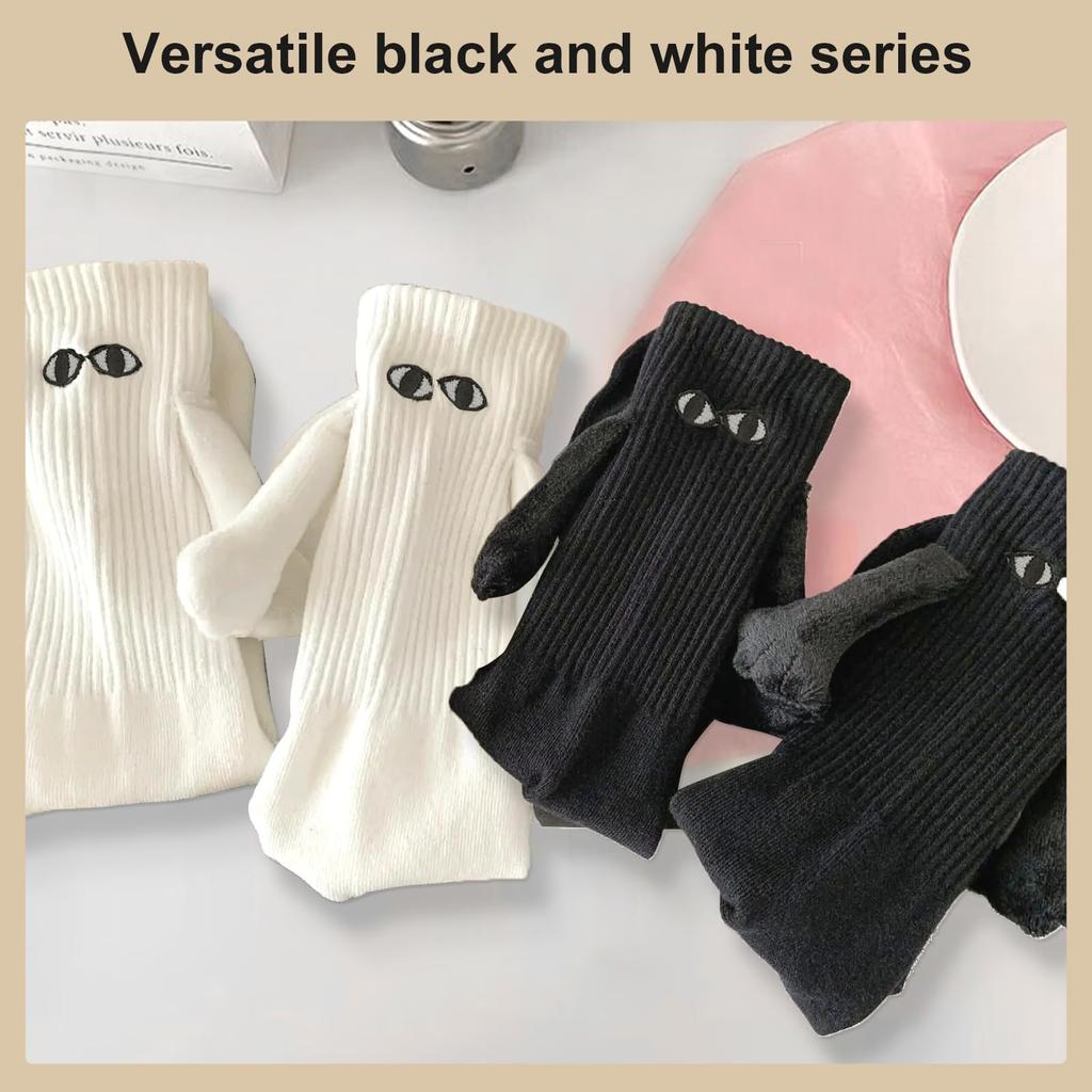 Hand Holding Socks Magnetic In Hands Funny Men For Women Novelty Friendship Couples Bestie Gift Boyfriend Girlfriend White Socks