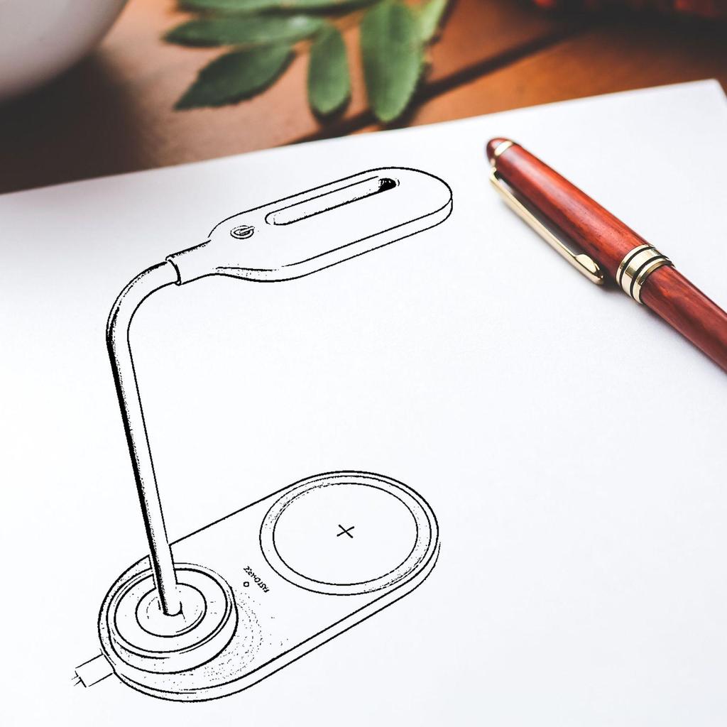 Wireless Charger Desk Lamp with Night Light and 15W Fast Charging - Eye Protection, USB Powered, Portable Gift.