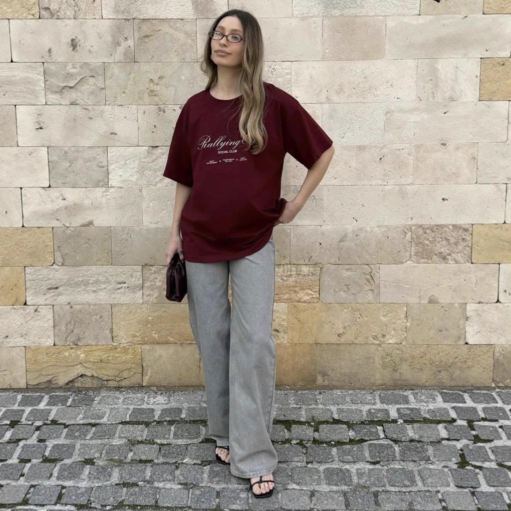 Trendy Oversized European-Style Graphic T-Shirt, 100% Cotton, Short Sleeve