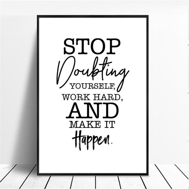 Positive Energy Phrases Inspirational Words Black White Simple Wall Art Modern Bedroom Dining Home Decoration Canvas Painting