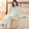 Pajamas women's spring and autumn imitation cotton long-sleeved autumn mother's new loungewear large-size set