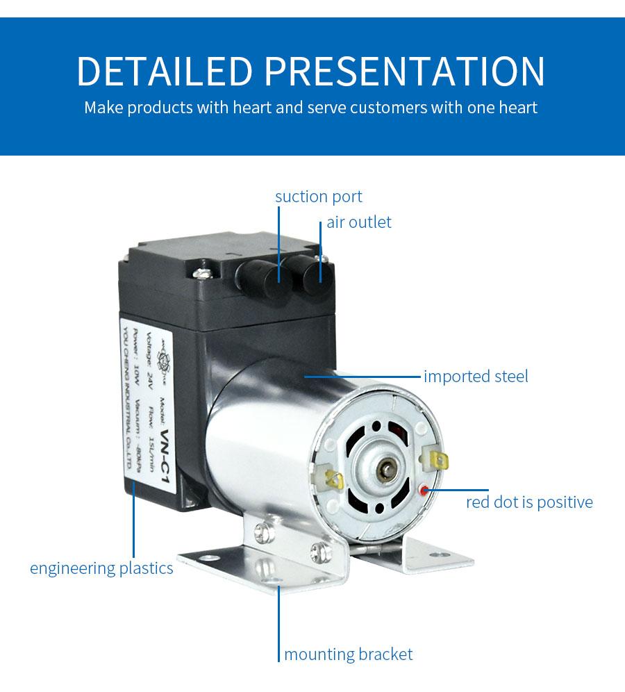 DC Diaphragm 12v/24v Small Mini Air Vacuum Pump VN-C1 For Medical Cosmetology