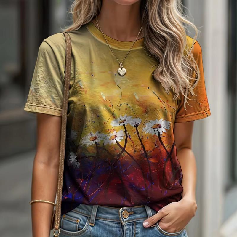 Summer Garden Flower 3D Print T-shirts Women Streetwear Fashion Casual Short Sleeve T Shirt O-neck Tees Tops Clothing