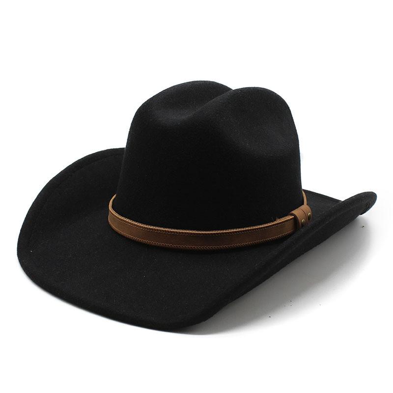 Western Cowboy Hat With Brim For Men And Women In Wool Blend For Autumn Casual Style