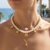 Elegant Imitation Pearl Chain Necklaces for Women Fashion Metal Starfish Shell Pendant Necklaces Minimalist Summer Jewelry Gifts
