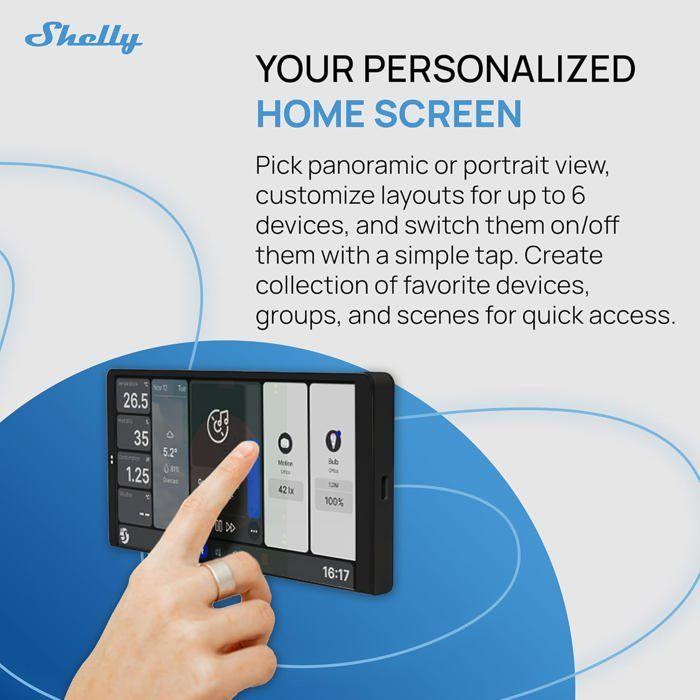 Hausautomatisierungs-Bedienfeld - SHELLY - 6,95" - Wi-Fi - Thermometer - Hygrometer - Schwarz
