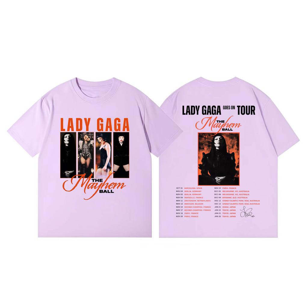 Singer Lady Gaga The Mayhem Ball Tour 2026 Graphic T Shirts Harajuku Rock Style Tshirts Men Women Fashion Casual Loose Tshirt