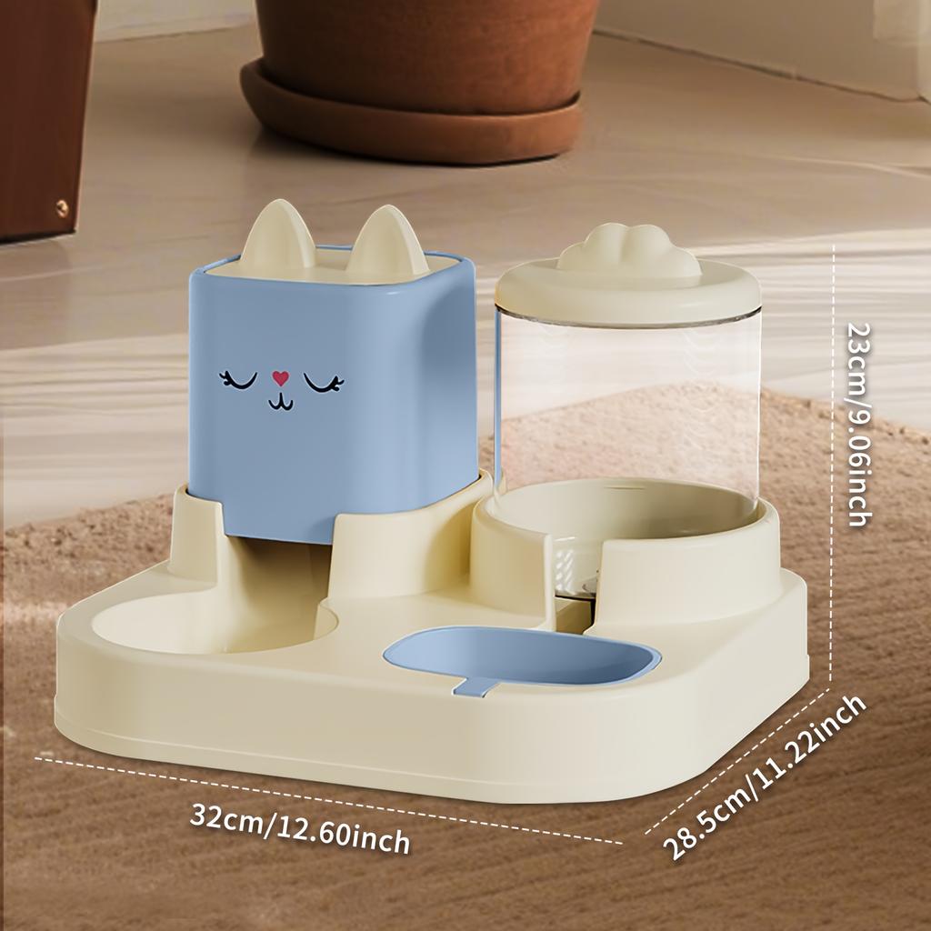 1SET Automatic Intelligent Feeding Integrated Pet Feeder, with Wet and Dry Food Separation Function and Automatic Water Supply System.
