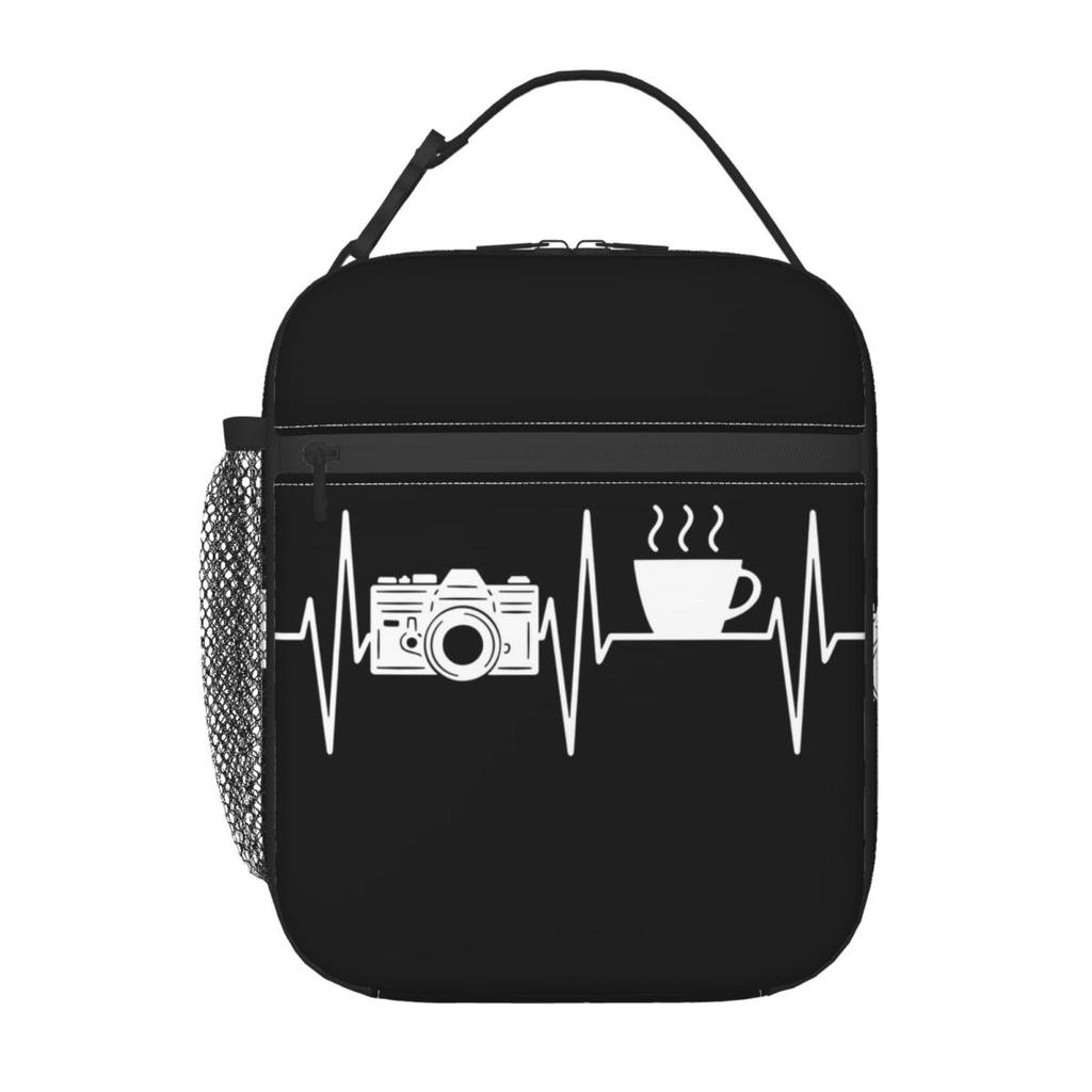 Camera And Coffee Pattern Insulated Lunch Bag for Women Children Leakproof Food Boxes Thermal Lunch Box Tote