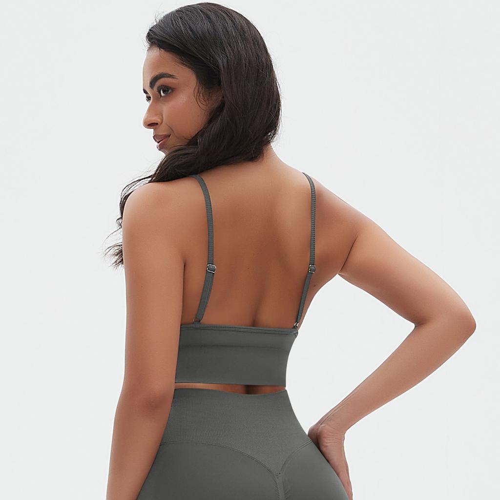 Nessaj Women Sports Vest Backless Gym Fitness Underwear Yoga Bra Sleeveless Running Push Up Tank Top